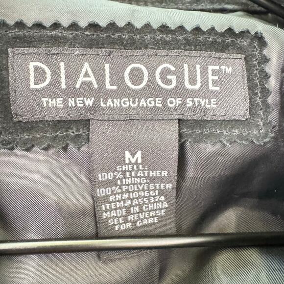 Vintage Dialogue Women's Black 100% Suede Leather Collared Button Front Jacket M - Picture 4 of 5